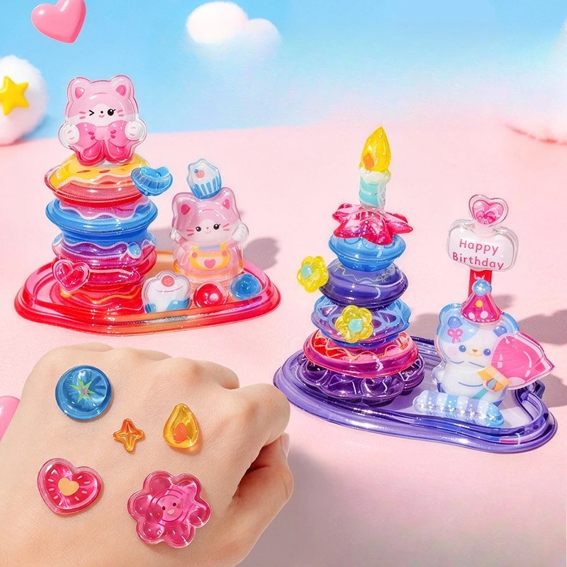 New 3D Embossed Stickers Stackable, Girls DIY Craft, Fidget Birthday Cake Decor