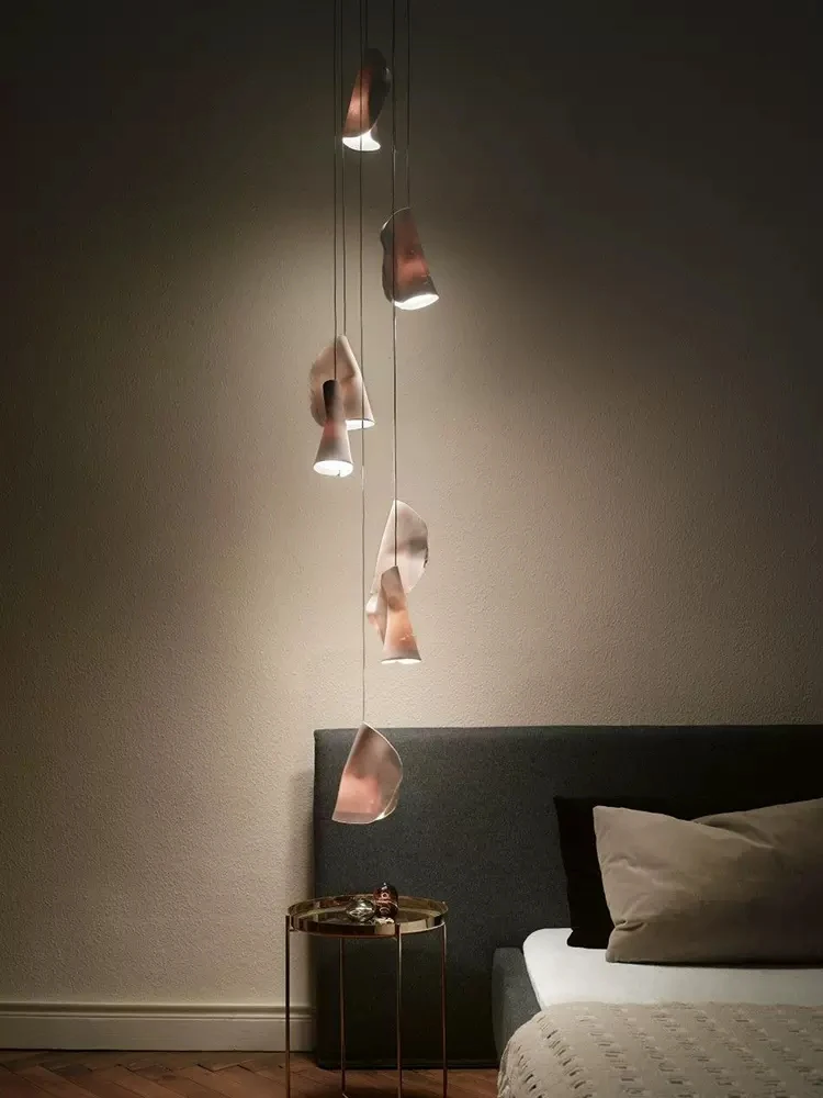 

2025 Nordic Minimalist Ceramics Chandelier Canada Design Artistic Creativity Pendant Lamp Villa Staircase Living Room Long Light