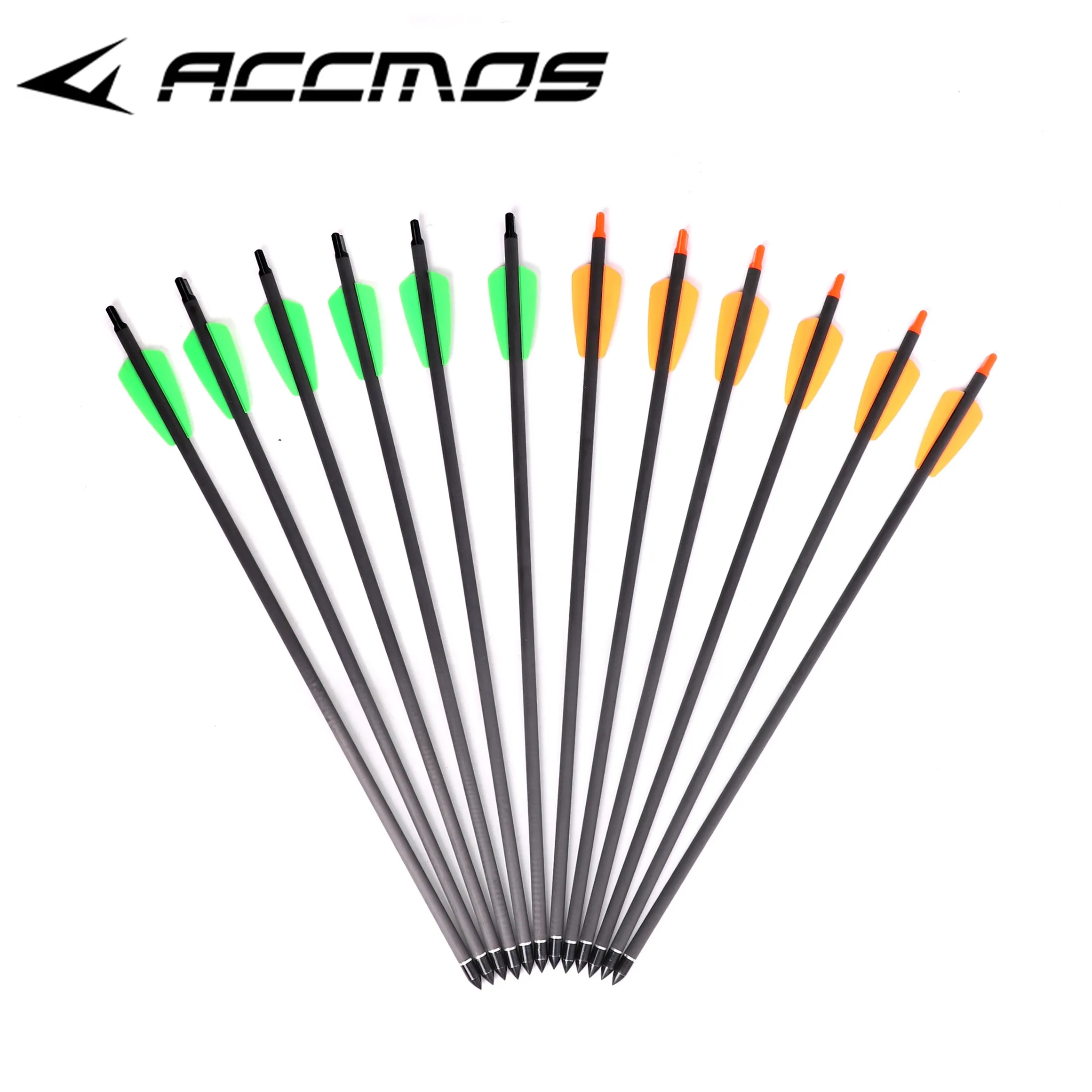 6-12pc 7.5/15 Inches ID6.2mm Pure Carbon Shaft Short Arrow With Fixed Flastic Nock 2 Feathers 100 Grain Screw Tip for Archery