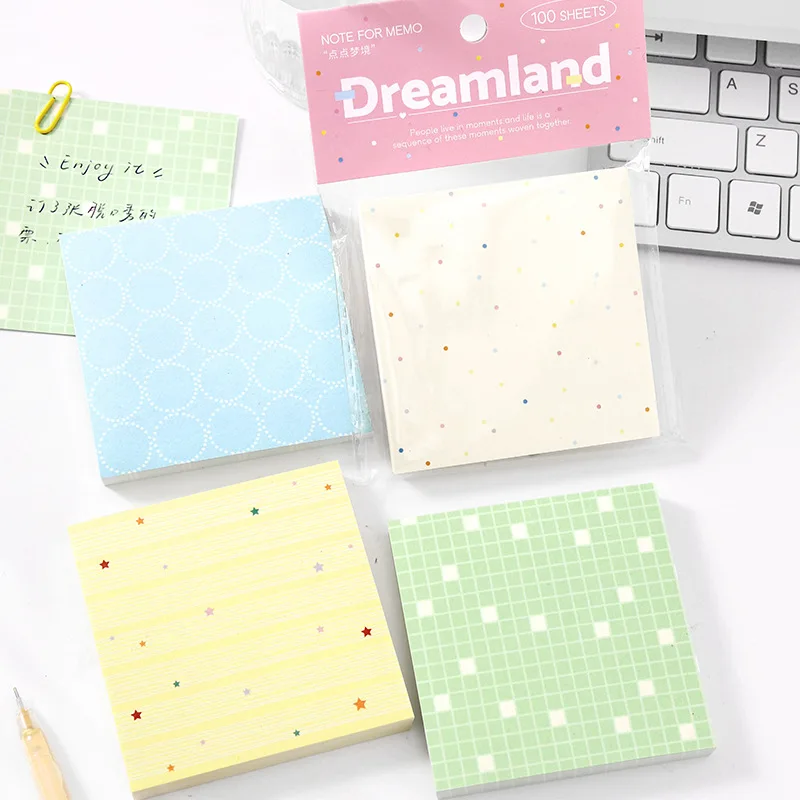 

100 Sticky Notes Color Sonata Series Fresh Checkered Basic Versatile Message Notebook