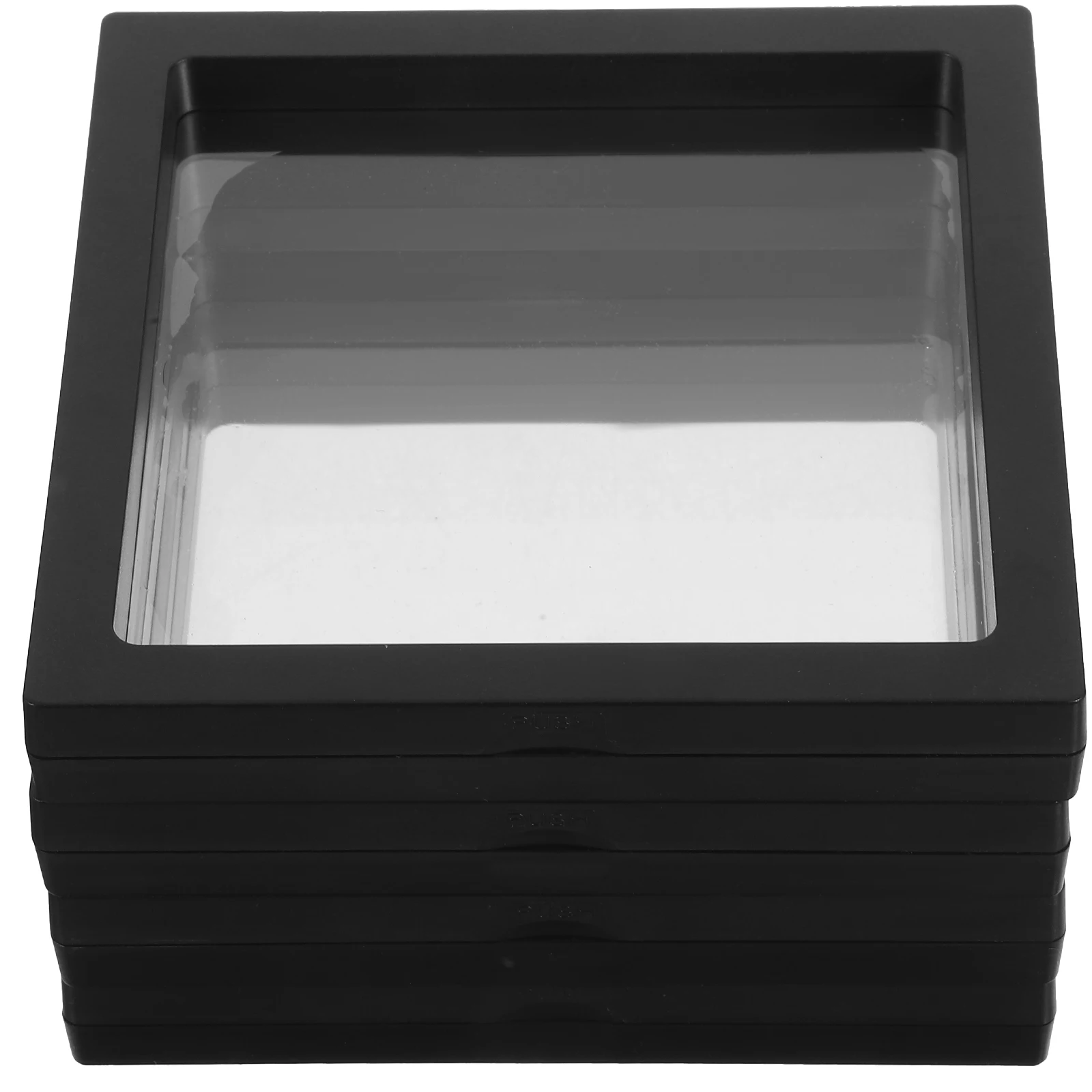 

4pcs 14X14CM Square PE Film 3D Floating Transparent Jewelry Display Rack Case Black Stand Box for Accessories Coin Ring