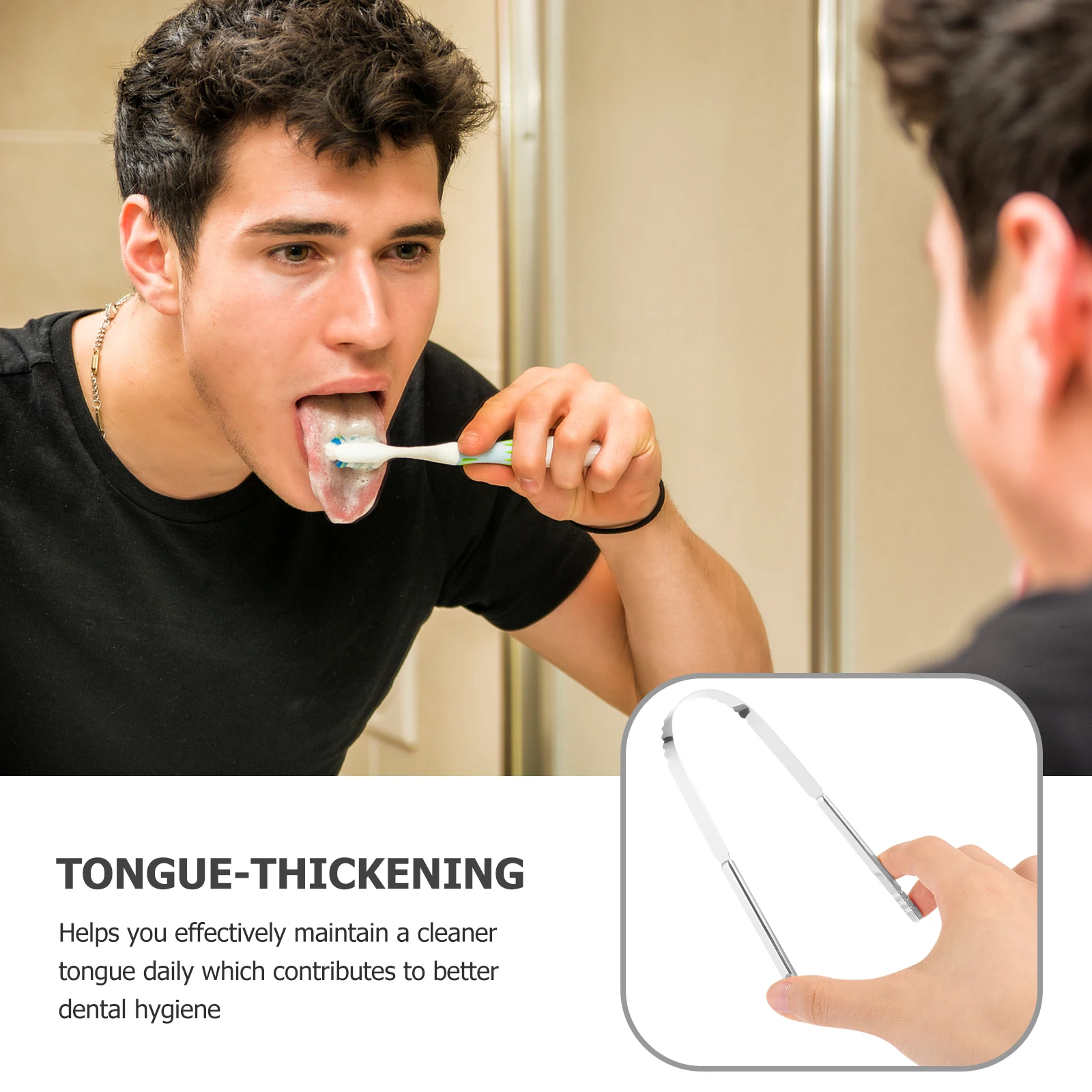 

2pcs U-Shaped Scraper Adjustable Dental Cleaner For Adults Oral Care Breath Freshening Portable Tongue Cleaning Tool