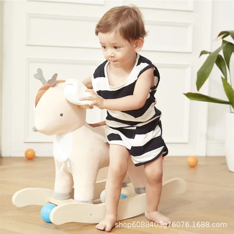 Baby Pferd Stuhl Baby Jungen und Mädchen Massivholz Spielzeug Schaukel Geburtstagsgeschenk Schaukel Ride-On Zubehör