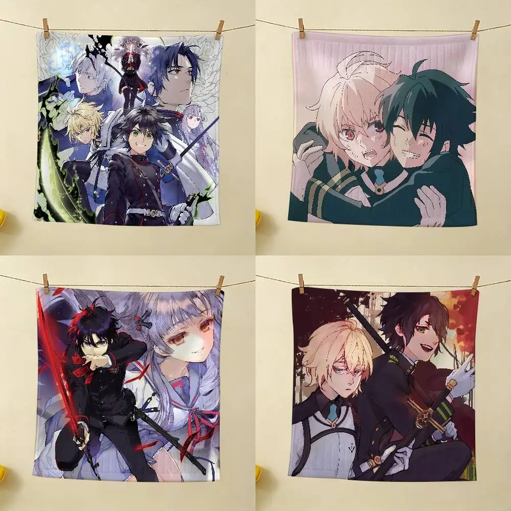 Anime S-S-Seraph Of The E-End Polyester Cotton Fabric, For Home Dormitory Hanging Kitchen Towel, Absorbent Wiping Towel