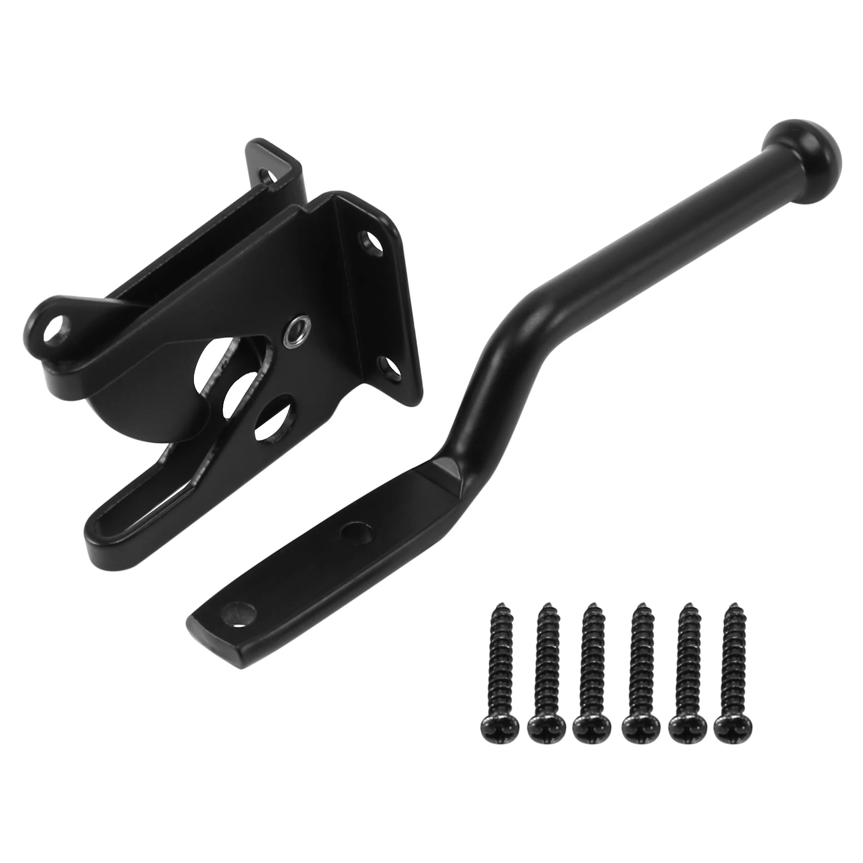 AT77 Self Locking Gate Latch Automatic Heavy Force Lever Fence Gate Lock for Wood Fence Gate Door Latches Steel Black