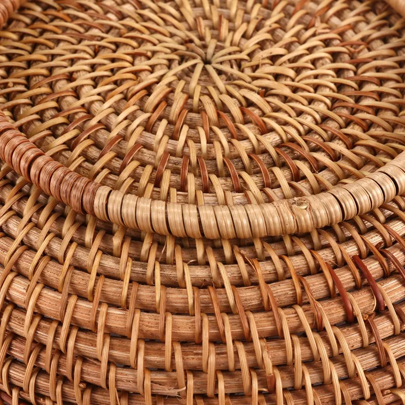 New Hand-Woven Rattan Storage Basket Fruit Basket Wicker Woven Tray Restaurant Small Container Home Decoration