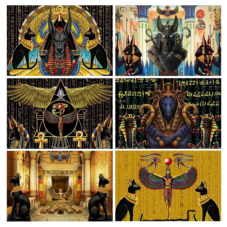 Ancient Egyptian Cat Bastet Goddess Of Isis Anubis Diamond Painting New 2024 Mysterious Text Diy Full Mosaic Embroidery Picture