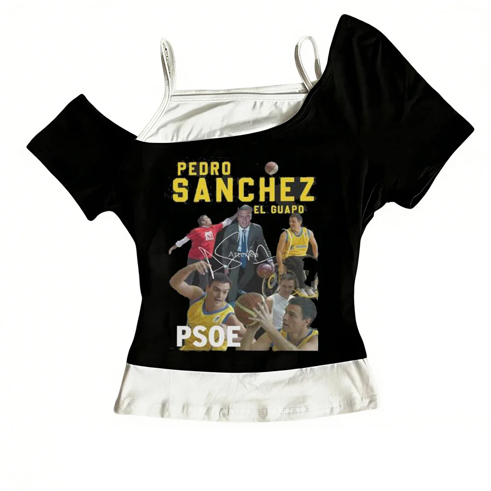 Camiseta de Pedro Sanchez para mujer, camiseta gráfica gótica universitaria, camiseta digital de hip hop, moda gótica, cultura pop, hip hop, psicodélica