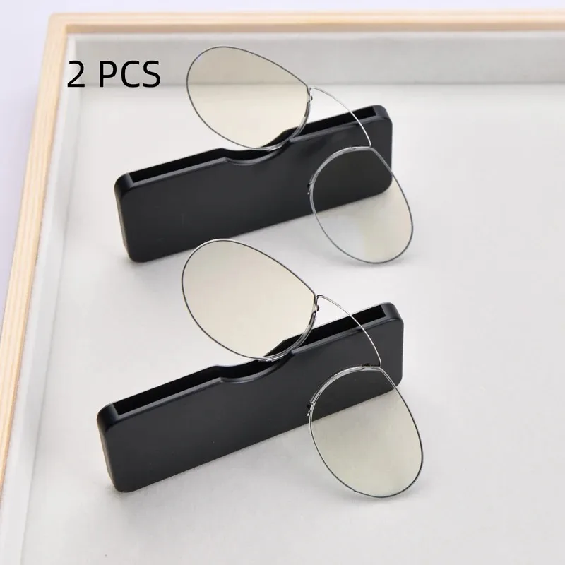 2 Piezas, Lentes de Lectura con Clip Nasal Sin Montura, Mini Lentes Portátiles Sin Patillas, Lentes de Aumento para Presbicia para Hombres y Mujeres