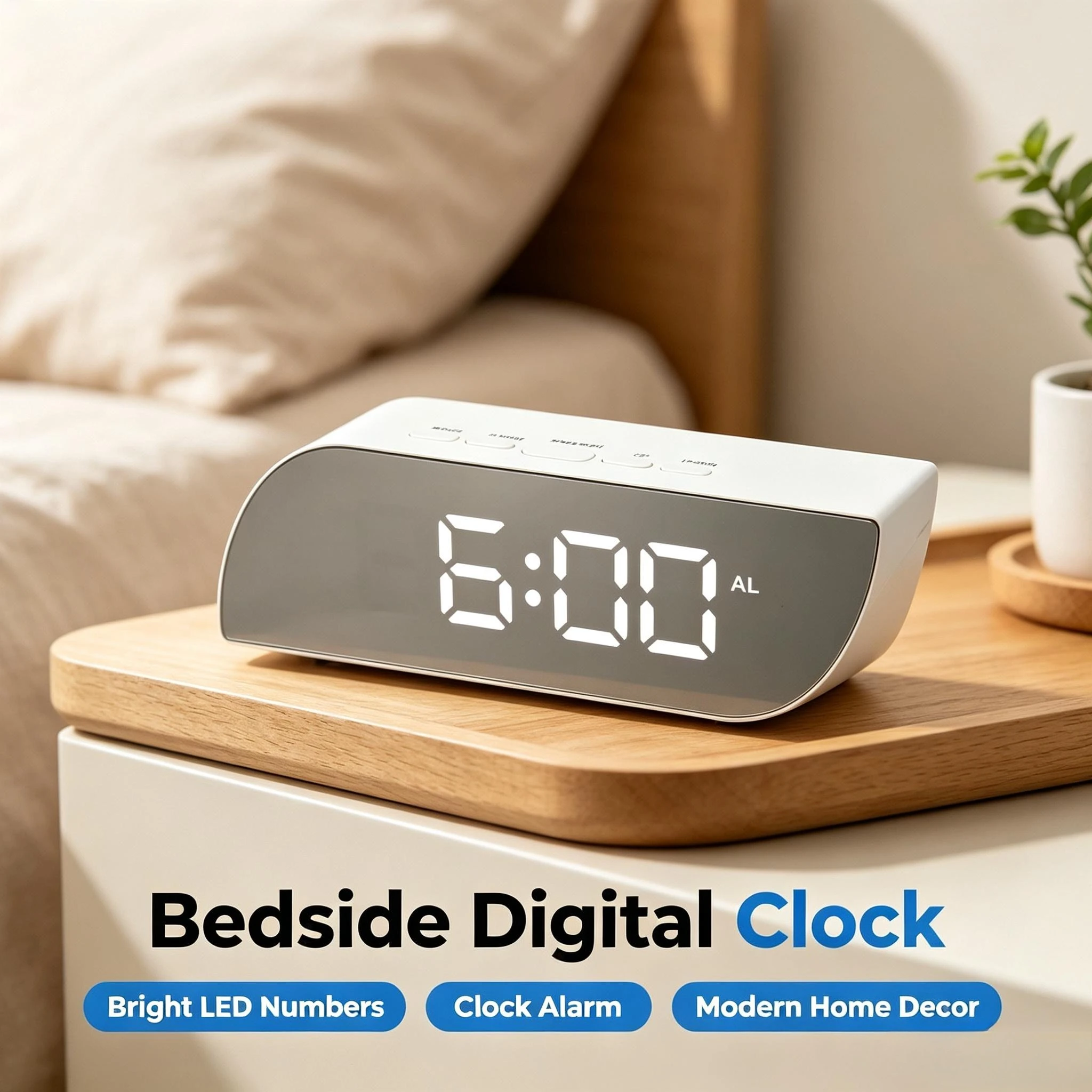 Sveglia digitale multifunzione con specchio, display a LED, alimentazione a doppia fonte, retroilluminazione, indicazione della temperatura e modalità notturna, ideale per la camera da letto o la