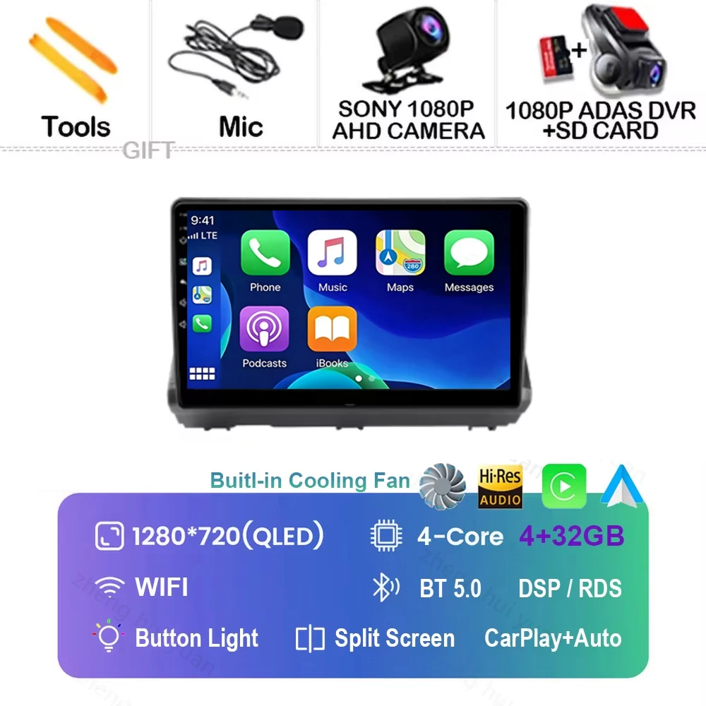Android 16 Carplay Android Auto autoradio multimediaspeler headunit voor Renault Dacia Logan Sandero Jogger 2019 - 2023