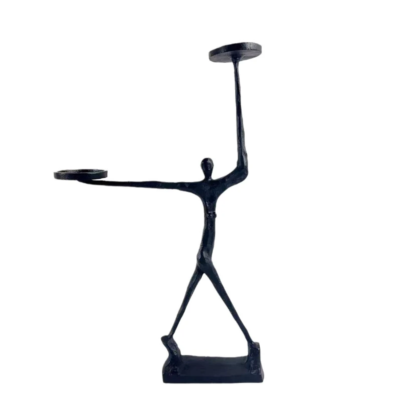 

Modern minimalist geometric cast iron character candlestick ornament living room dining room