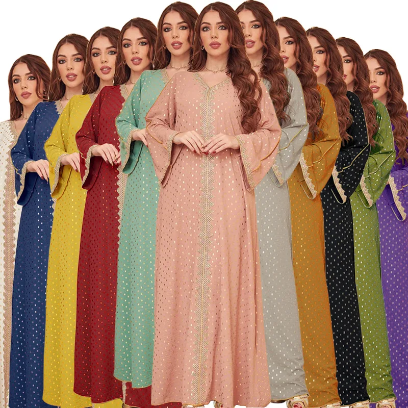 ICCLEK Moroccan Caftan For Women 2023 Women's Abbaya Muslim's Dresses Saudi Abayas Arab Ramadan Dresses