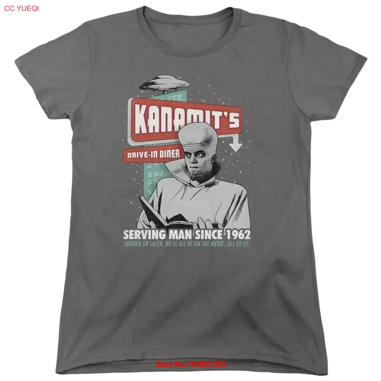 

Женская футболка Twilight Zone Kanamit's Diner, винтажная стираная уличная одежда, модная универсальная дизайнерская одежда, слегка homme