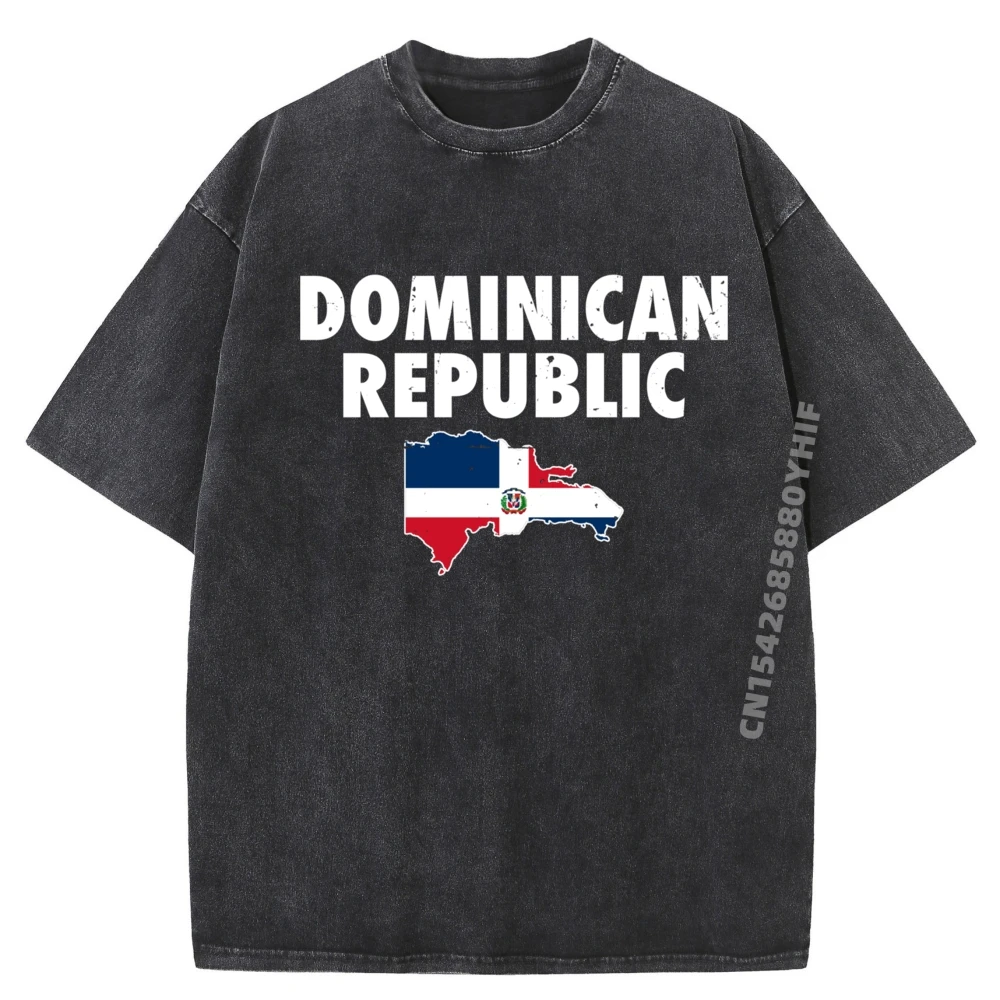 

Dominican Republic Vintage Map Flag Proud Dominican Blue And White Graphic T Shirts Sale Tops Mens Classic Washed Shirt