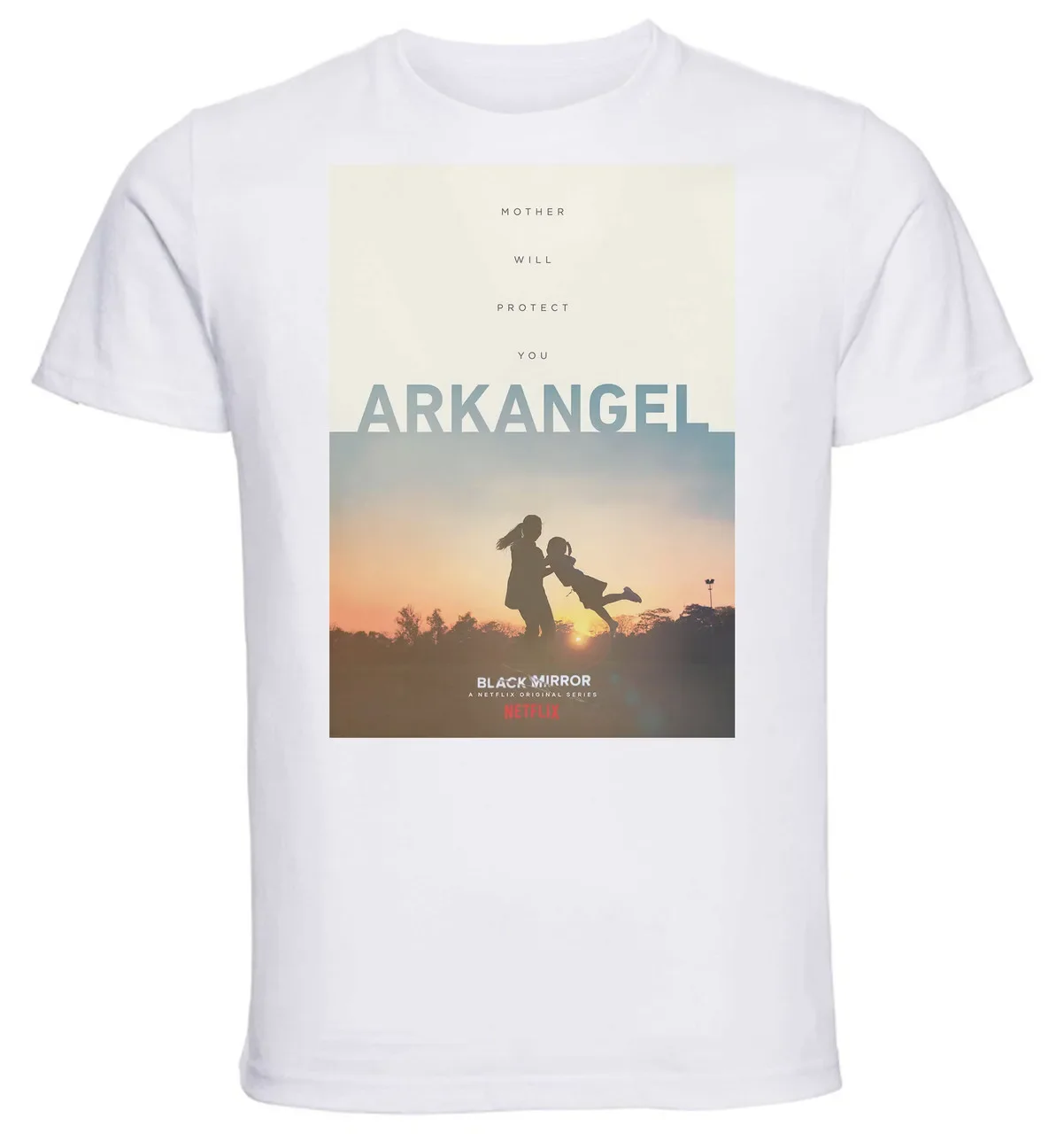 T-shirt Unisex - White - Black Mirror Arkangel