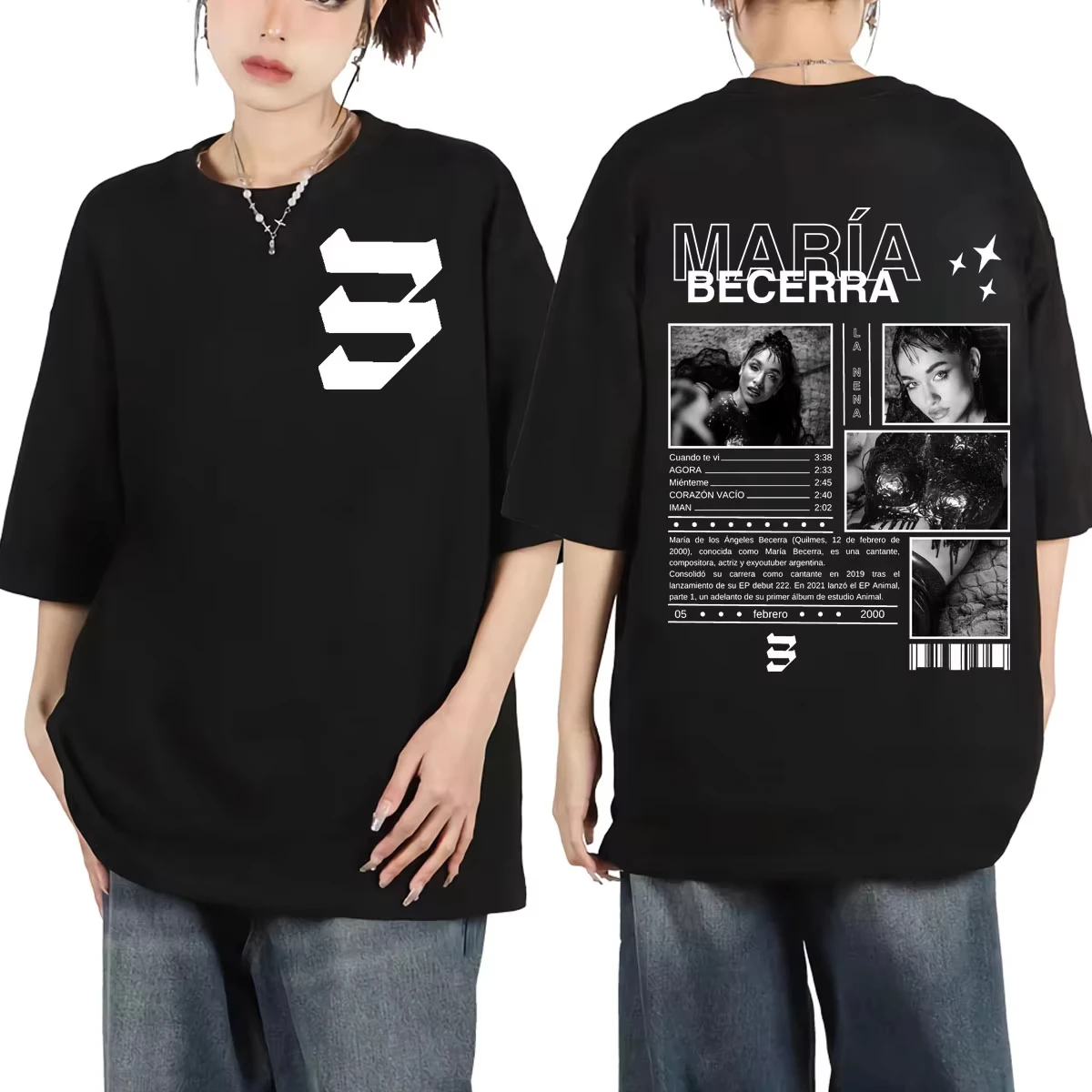 Singer Maria Becerra Album Merch T-shirt Vintage Aesthetic Short Sleeve T Shirts Men's Women's Fashion Casual Oversized T-shirts