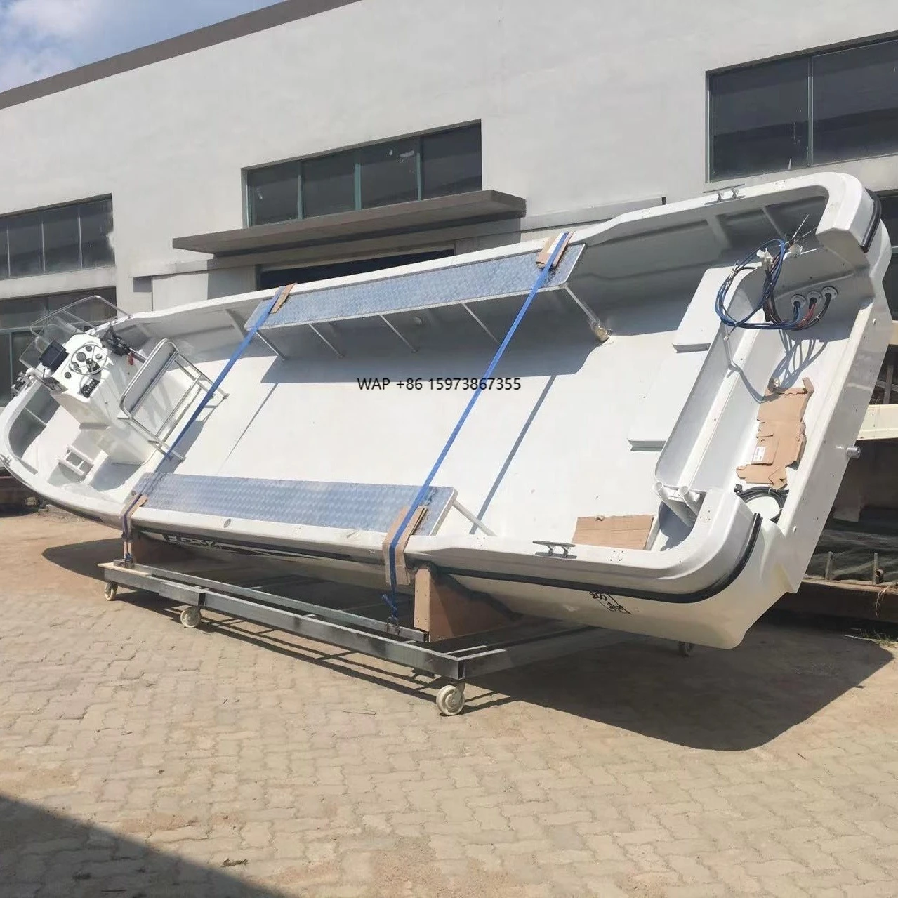 Barco de pesca Panga con vaporizador de pasajeros de fibra de vidrio de 32 pies con dosel completo