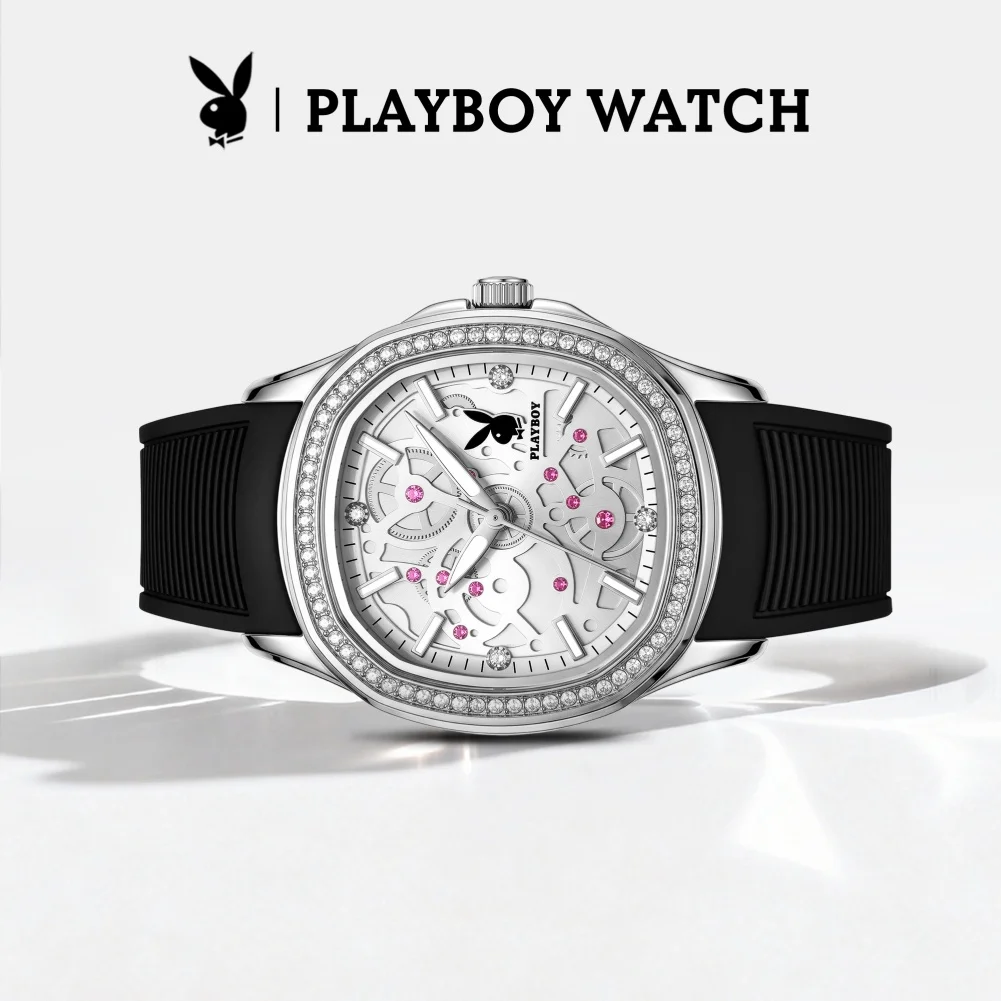 PLAYBOY 3157 Exclusive Quartz Watches Original Diamond Bezel Ladies Watch Luxury Waterproof Luminous Elegant Women Wristwatches