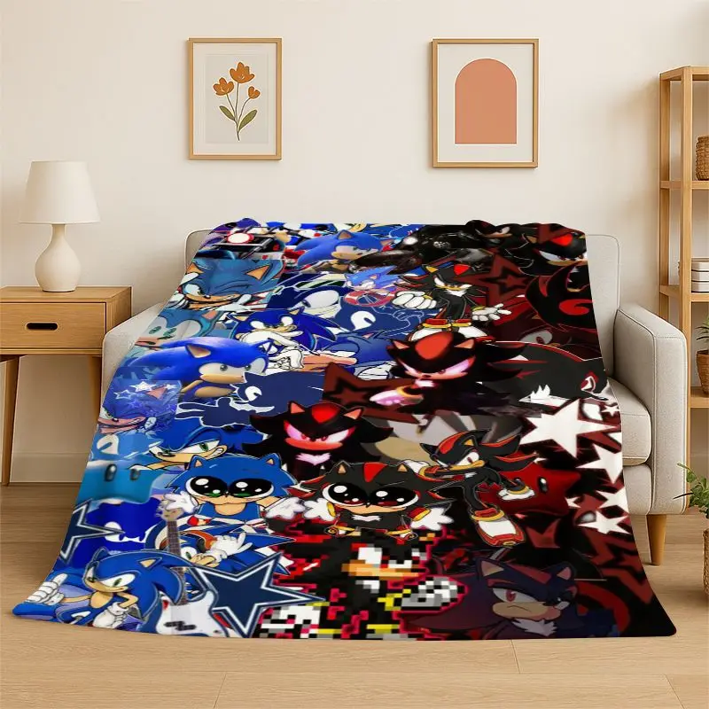 Classic Game S-Sonic Cartoon Soft Flannel Throw Blanket,Cozy Blanket for Bed,Couch,Sofa,Bedroom,Living Room,Travel,Picnic kids