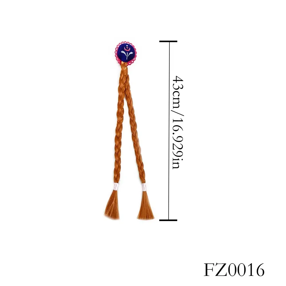 PESENAR Brown Braided Wig Hair Clip with Embroidered Detail Role-Playing & Costume Accessory