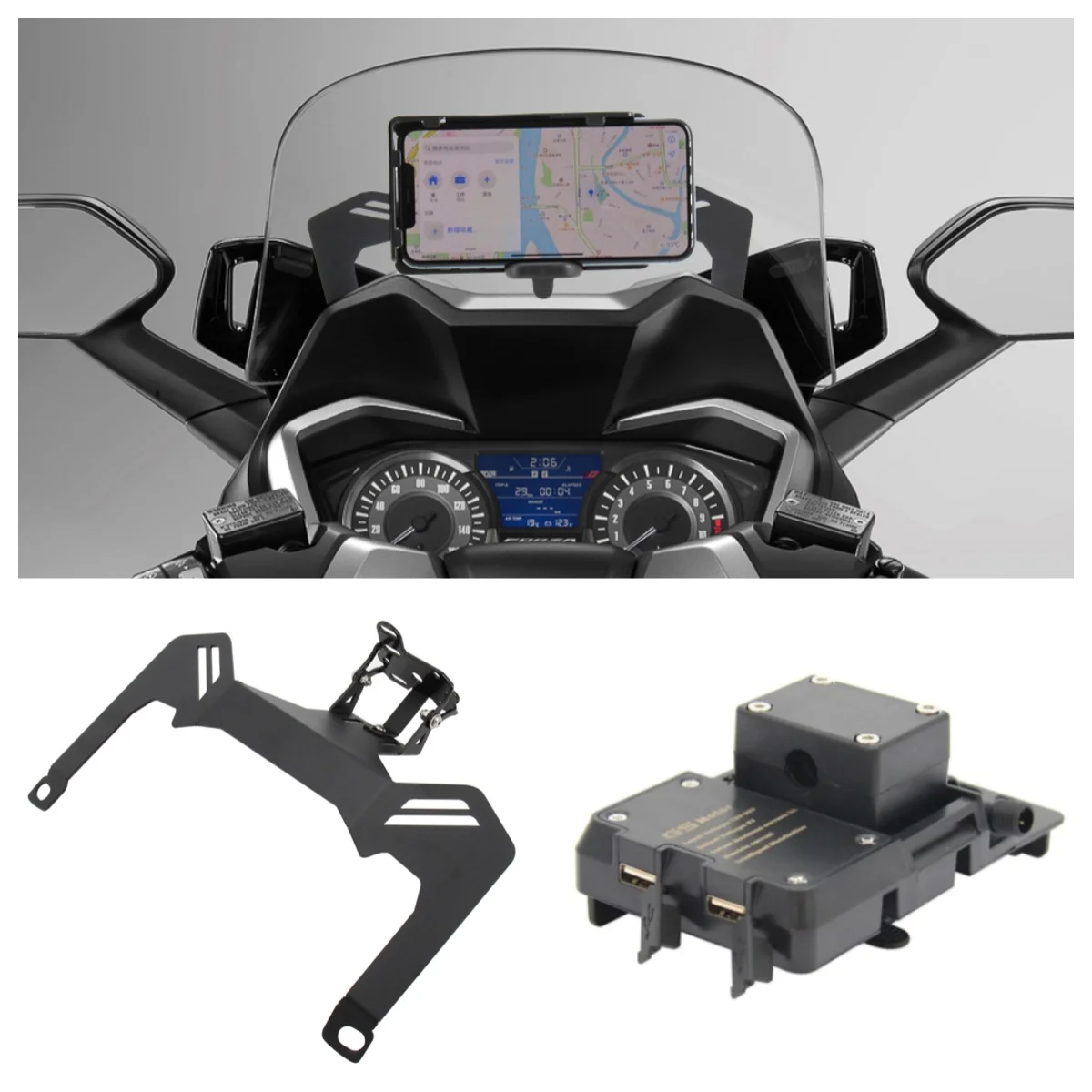 

For Honda Forza 300 250 125 MF13 Motorcycle Accessories USB Charging Phone Holder Navigation Bracket Forza300 FORZA250 Forza125