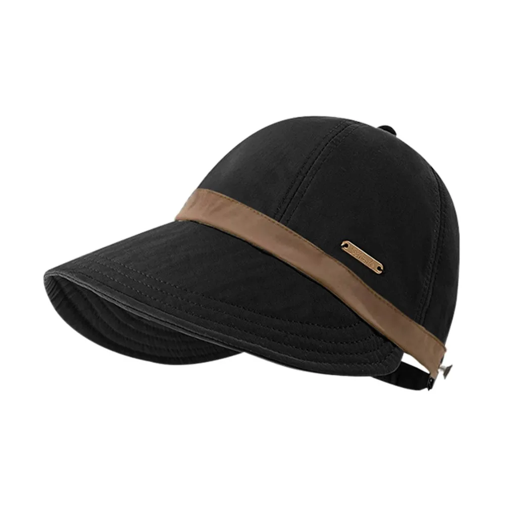 

New Color Matching Peaked Cap Can Hang Masks Wide Eaves Sunshade Fisherman Hat Dome Wide Brim Cap for Women