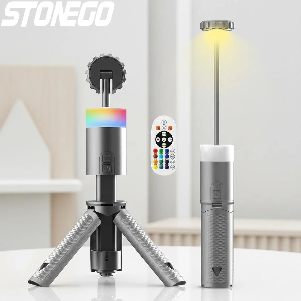 Outdoor Camping Retractable 15 Color Temperature 6000mAh Multifunctional Flashlight Long Lasting Searchlight Mood Light