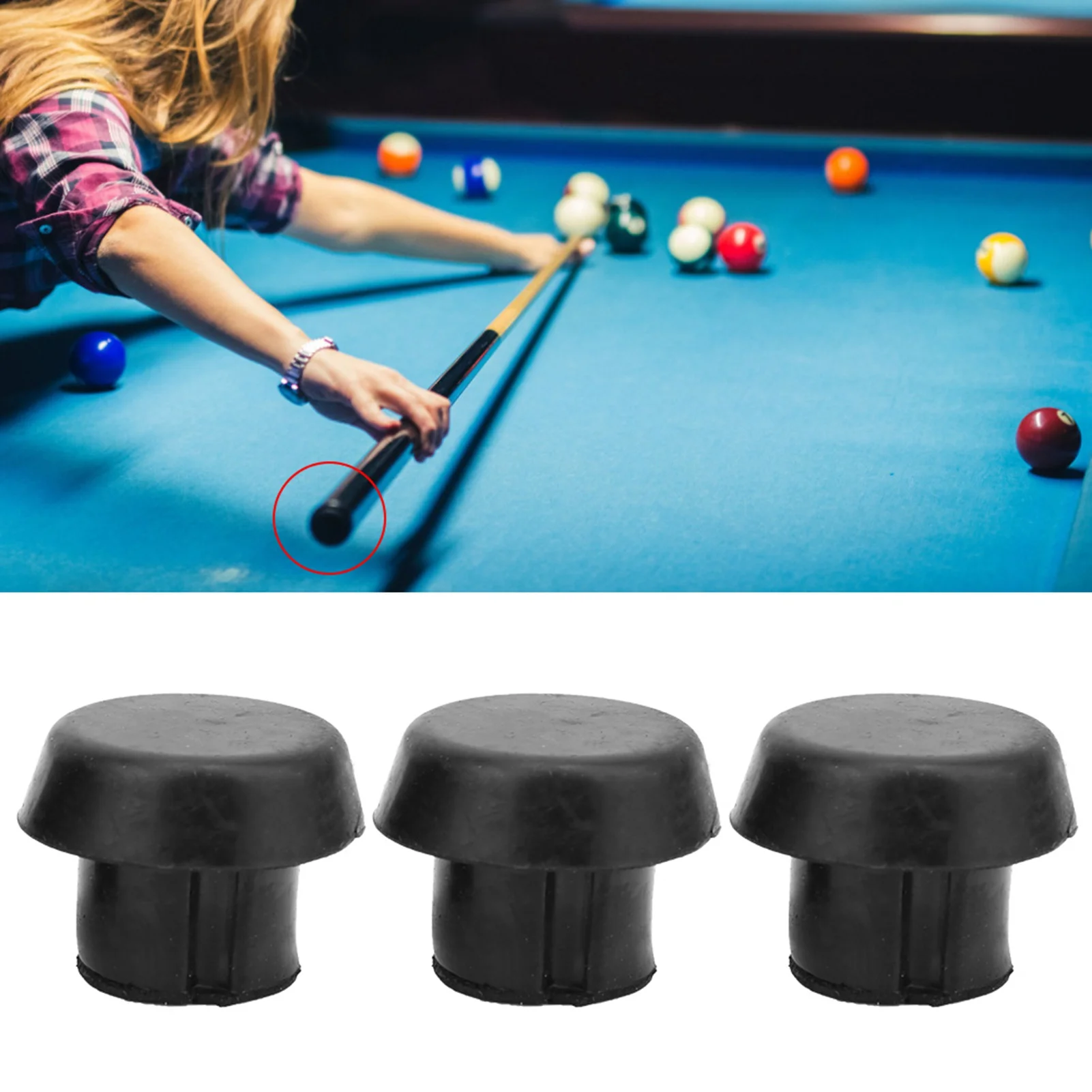 20Pcs Billiard Cue Bottom Rubber Plug Protection Pad Pole Tail Cover Protection Accessories