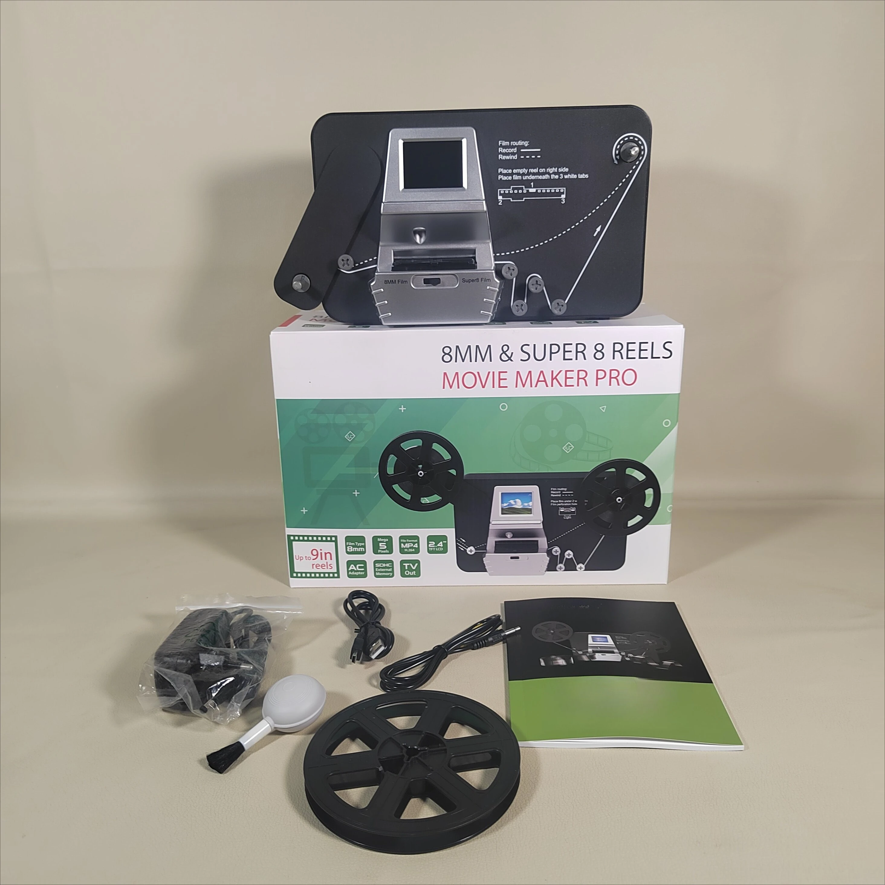 Movie Maker Pro 8mm & Super 8 Film to Digital Converter Vintage Film Reel Digitizer Scanner Home Movie Film Transfer Equipment