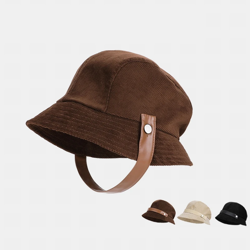 

GEMVIE Vintage Corduroy Bucket Hat for Women Men Autumn Winter Warm Fisherman Caps Solid Color Basin Hat
