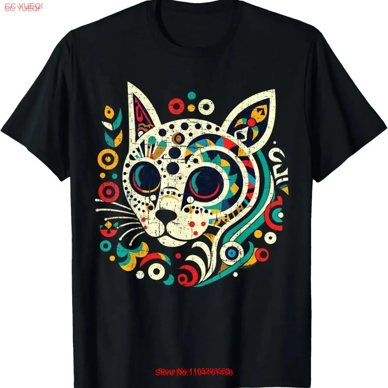 لطيف السكر الجمجمة المكسيكي القط هالوين يوم الموتى تي شيرت خمر غسلها مريحة قليلا أزياء أوم