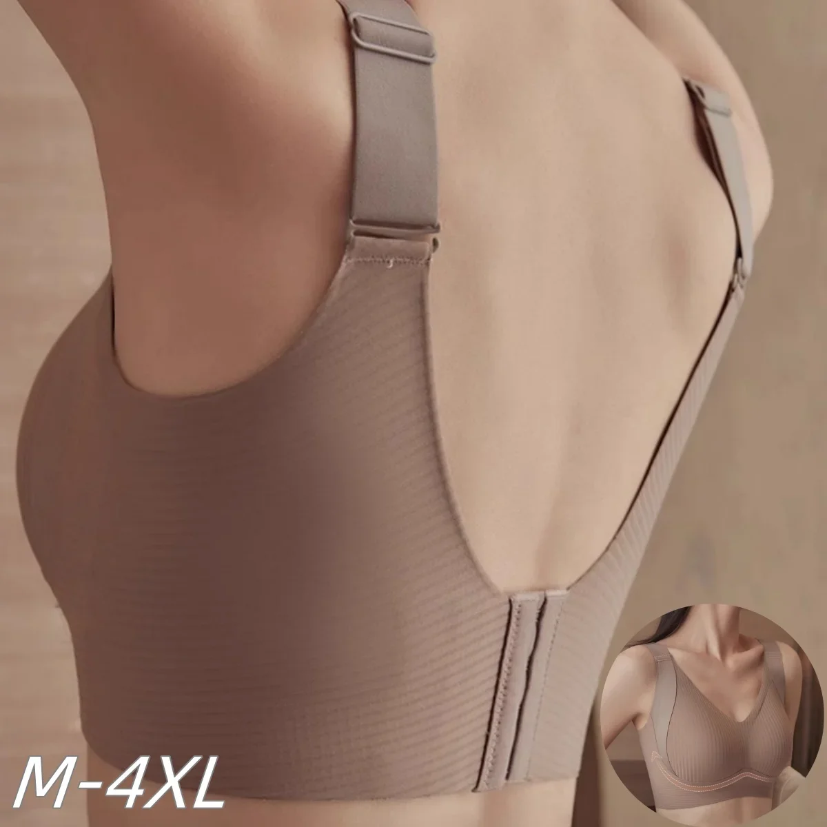 Women 3Pcs Set Push Up Bra Non Wire Lift Seamless Underwear V Neck Ribbed Bralette Plus Size Sexy Lingerie M 4XL