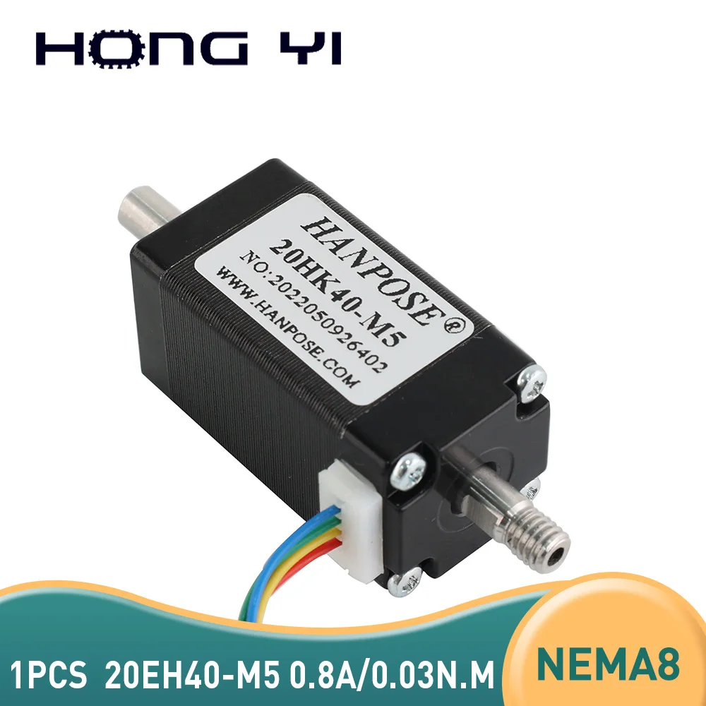 5PCS  20HK40-M5 0.8A 0.03N.M   Nema8 Through  Motor  stepping motor For 3D Printer Monitor Equipment