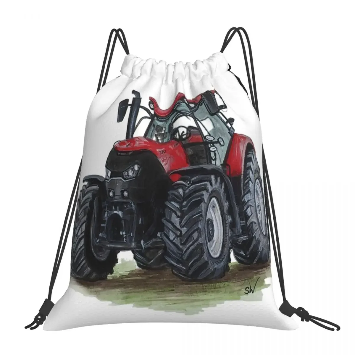 

Big Red Tractor Backpacks Casual Portable Drawstring Bags Drawstring Bundle Pocket Sports Bag BookBag For Travel Students