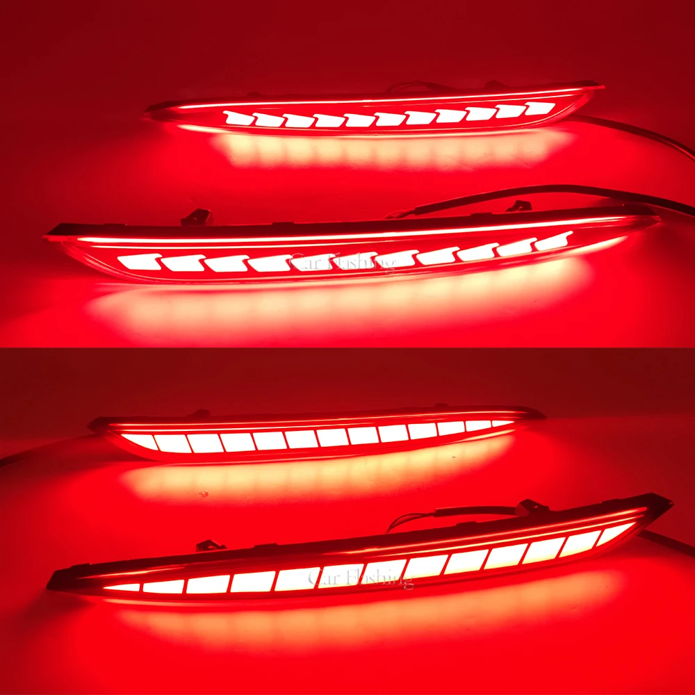 2PCS For Tesla Model 3 2016-2023 Model Y 2017-2023 Rear Fog Lamp Brake Light Dynamic Turn Signal Reflector LED Bumper Light