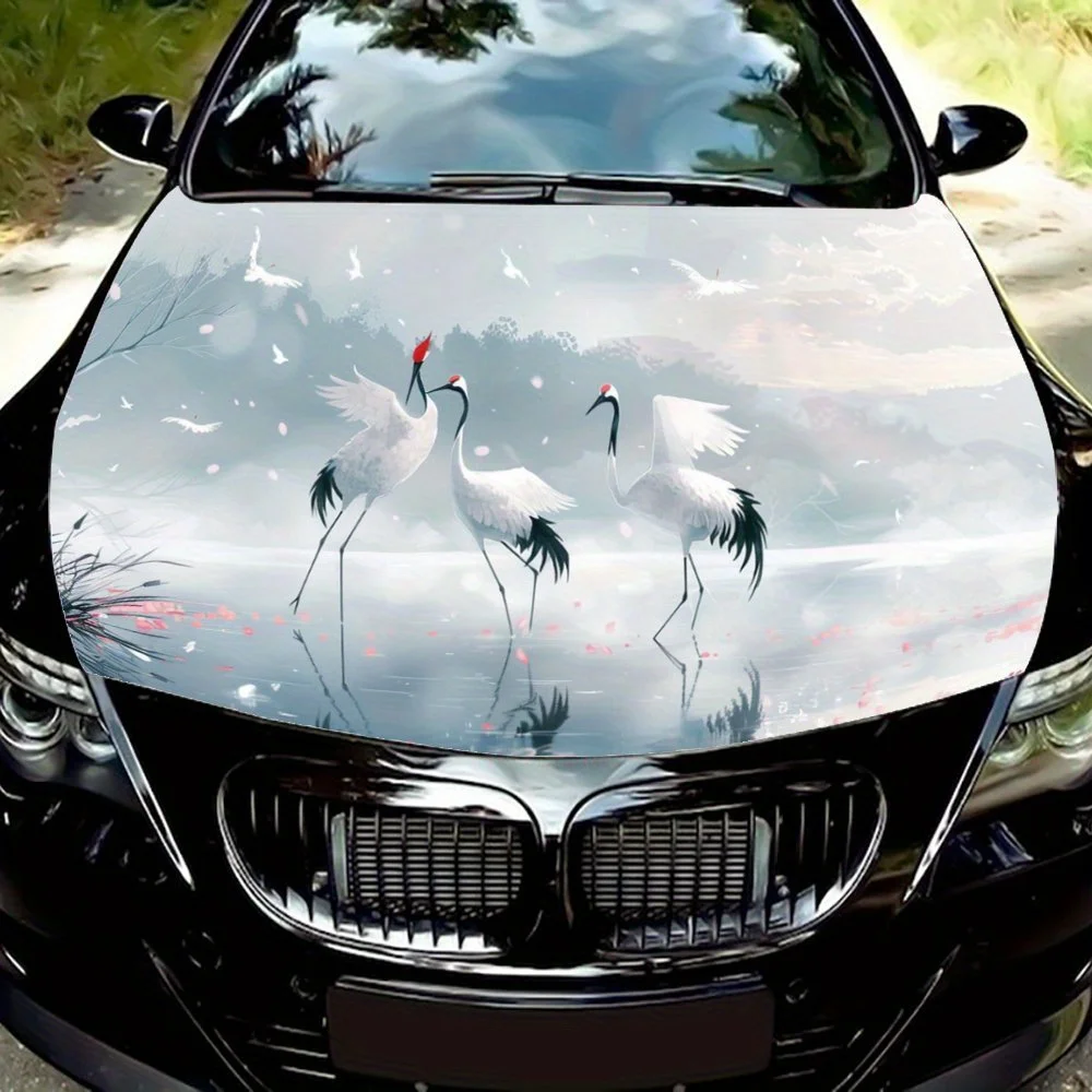 

Cranes Frolicking in Groups, наклейка на капот автомобиля с принтом, General Motors, кузов гоночного автомобиля, виниловая модификация, внешнее украшение