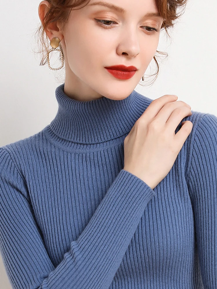 Women Turtleneck Sweater Knitted Soft Pullovers Cashmere Jumpers Basic Soft Sweaters For Women 2024 Autumn Winter