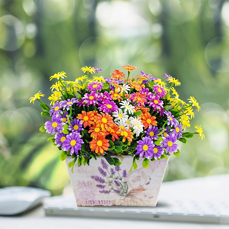 1/3 Stück künstliche Blumen, Gänseblümchen, 33 cm, künstliche Blumen für Zuhause, Raumdekoration, Garten, Hochzeitsdekoration, Outdoor, DIY, Topfpflanzen-Ornament – Detail 5