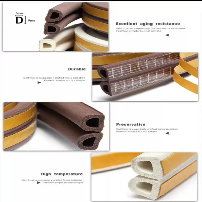 I/D/E Type Door And Window Foam Sealing Strip Self-Adhesive Sound Insulation Adhesive Strip Anti-Theft Door Frame Windproof