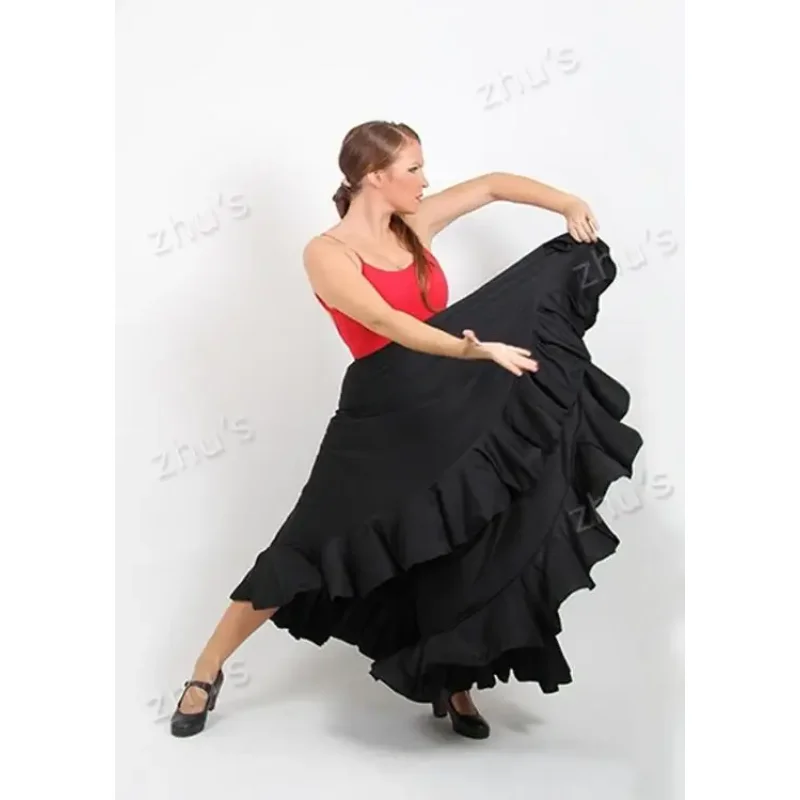 Flamenco Skirt Spanish Dance Lotus Saba Dress Big Stage Women Practice