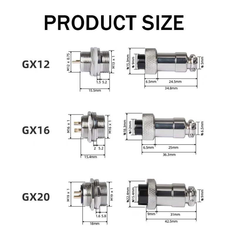 GX12 GX16 GX20 Gold Plated Aviation Plug Socket Docking Connector 2PIN 3PIN 4PIN 5PIN 6PIN 7PIN 8PIN 9PIN 10PIN 12PIN 14P 15Pin