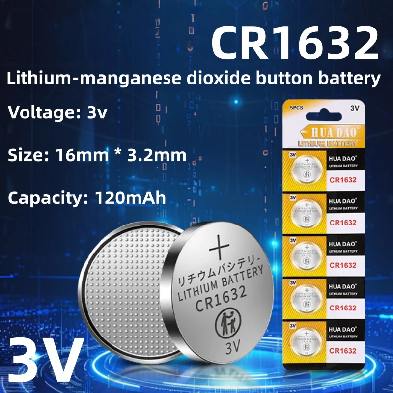 

3V CR1632 Battery CR 1632 Lithium Battery DL1632 BR1632 KCR1632 ECR1632 for Car Remote Control Watch Button Coin Cells