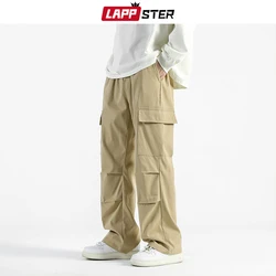 LAPPSTER Y2k Streetwear Baggy Tactical Pants For Men Tracksuit Pockets Korean Fashion Cargo Pants Vintage Harajuku Stacked Pants