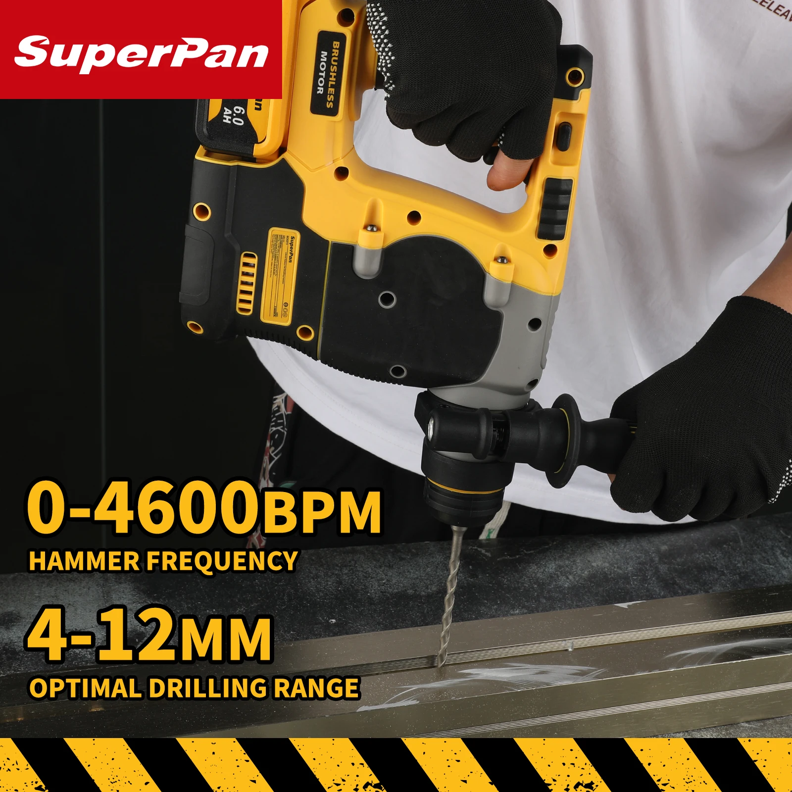 

SUPERPAN DCH273 High-Power Hammer Drill 20V 26mm Max Brick Drilling Heavy Duty Hammer Drill for DeWalt 20V battery pin