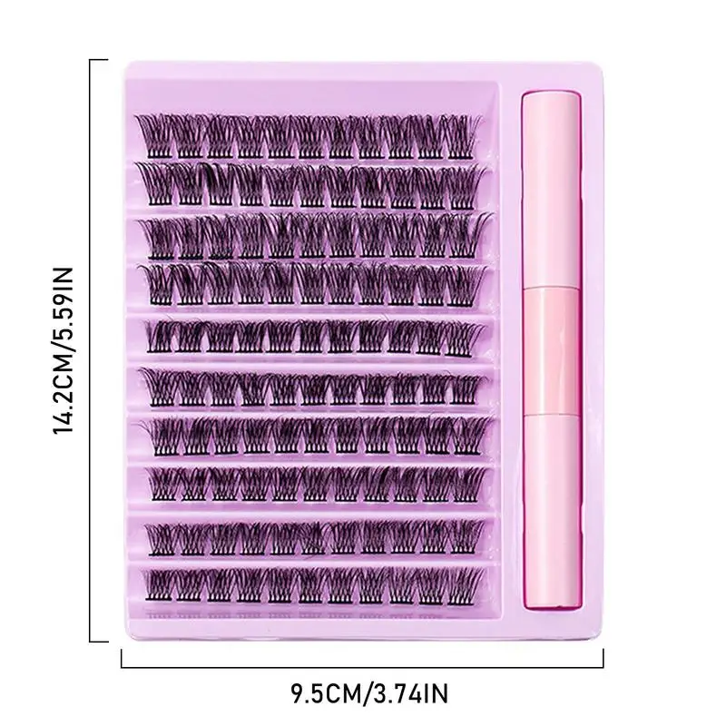 Kit d'extension de cils bricolage avec grappes de cils, cils individuels, pince à épiler, liaison et colle d'étanchéité, 8-16mm