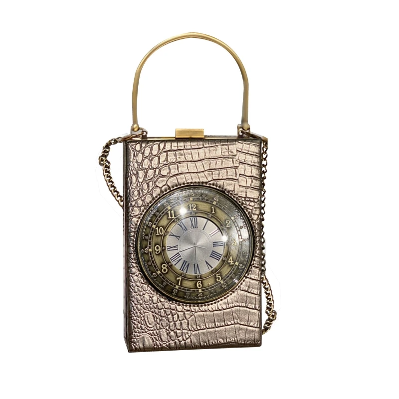 Bolso cadena hombro con reloj trabajo real para mujer Bolsos cruzados PU Bolsos monedero Ins