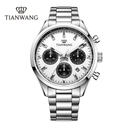 TIAN WANG Men's Watches Chronograph Watch Luminous Wrist Watches men 100m water resistance  Stainless Steel