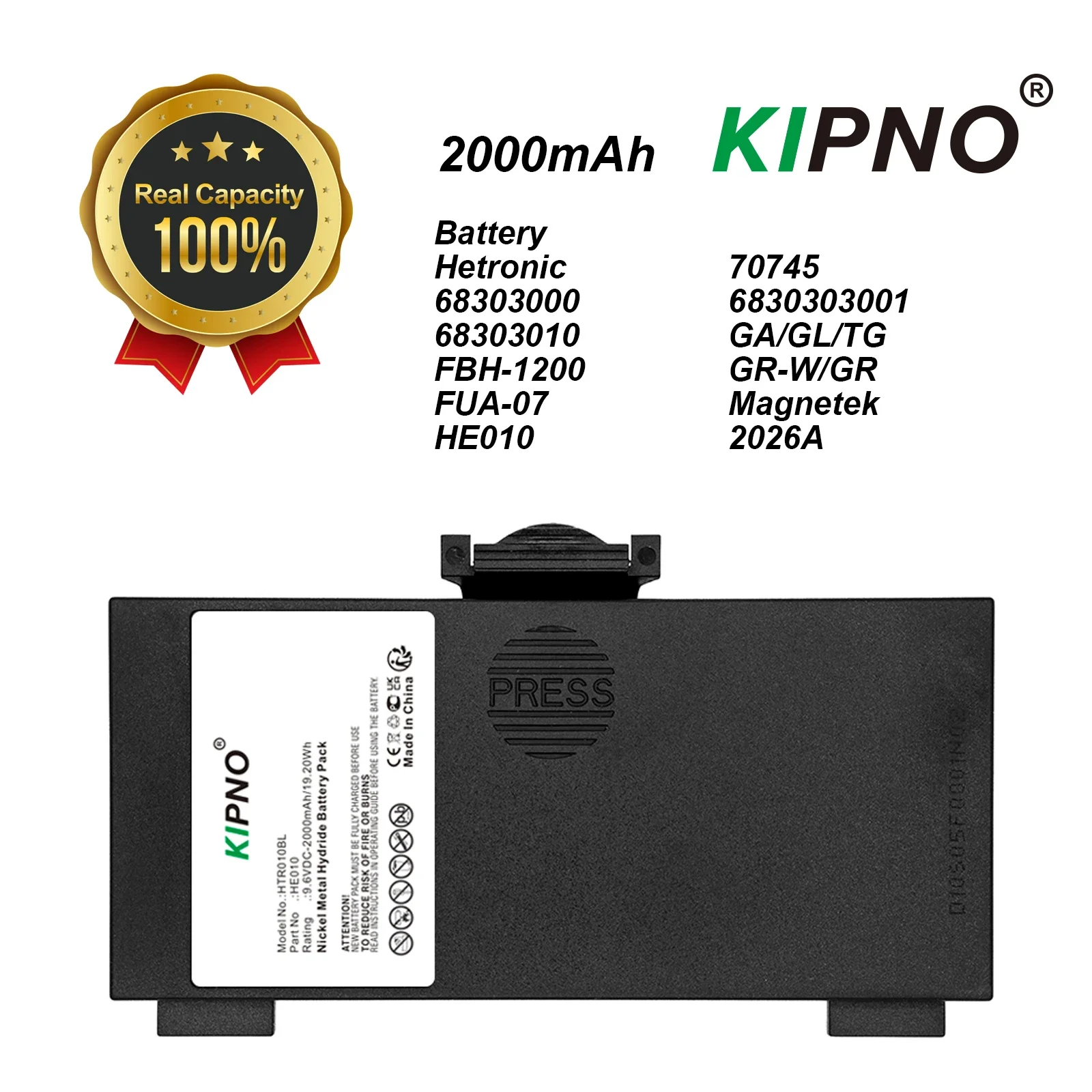 

KIPNO 2000mAh Battery HE010 for Hetronic 68303000, 68303010, 6830303001,FBH1200, GA, GL, GR, GR-W, TG, For Magnetek 2026A