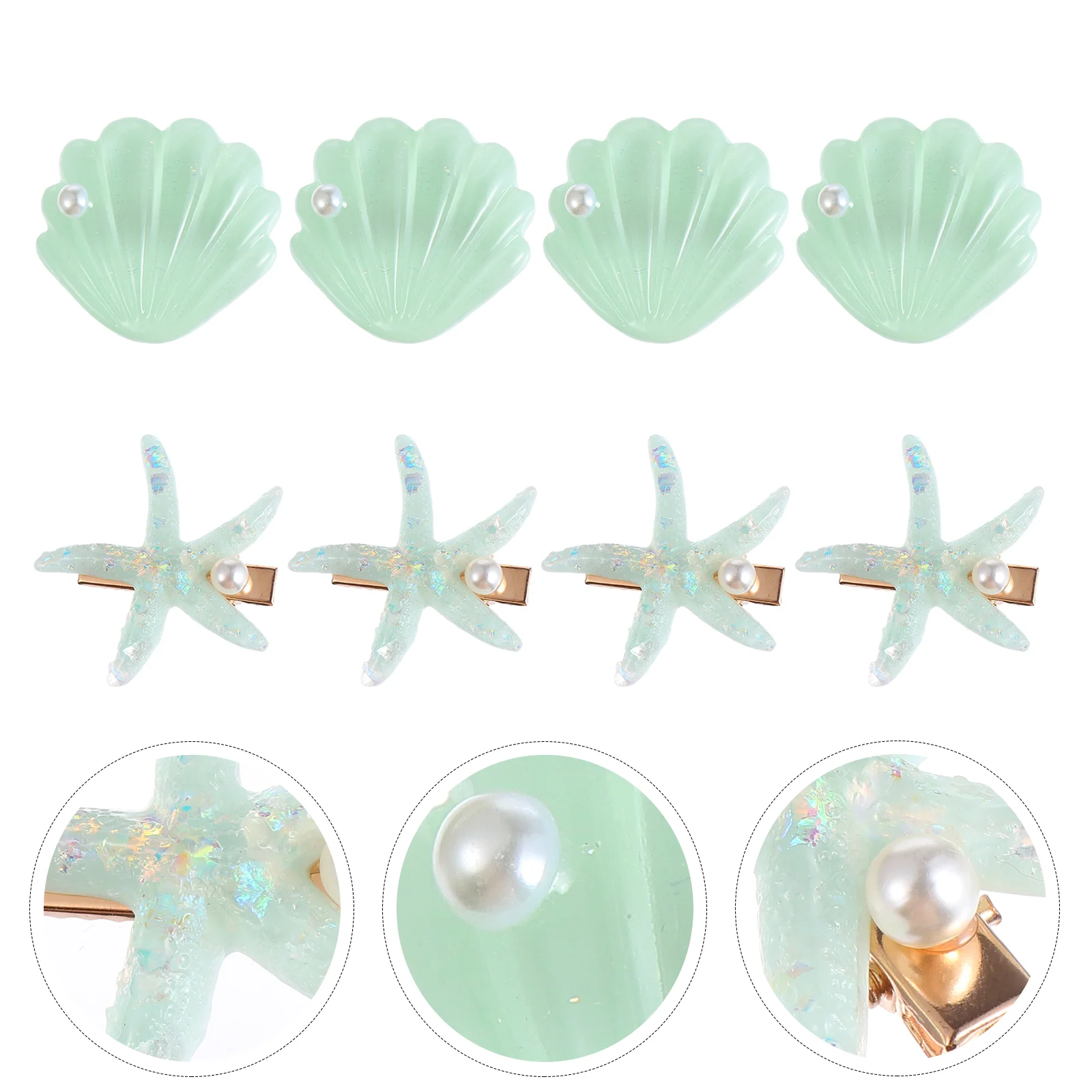 

8 Pcs Shell Hair Clip Girls Party Hairpin Headdress Accessories Wedding Beach Plastic Pins